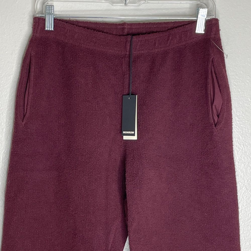 Monrow Teddy Fleece Slouchy Sweatpants Merlot Size Medium New - Picture 5 of 16
